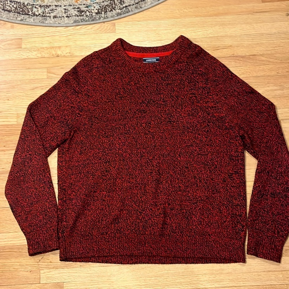 Land’s End women large red/black sweater EUC